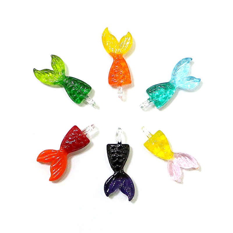 Aquarium Fish And Supplies - 2pcs Glass Fish Tail Charms Cute
