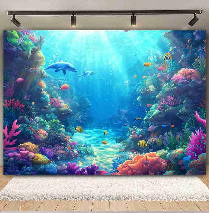 Underwater World Background  F - Aquarium Fish Dolphin 评论和价格