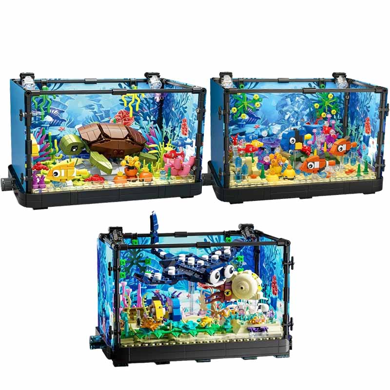 Fish Tank Building Block Set w - Aquarium Fish Guppy 评论和价格